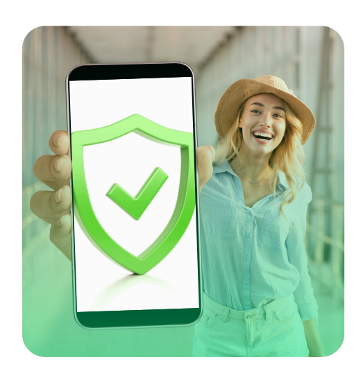 Traveler using smartphone with smart digital connectivity