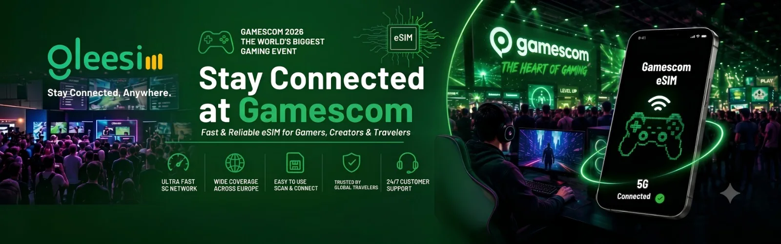 Gamescom travel eSIM with high-speed mobile data for visitors in Germany.